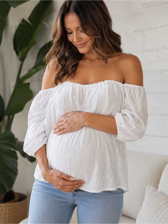 Tops - White Summer Off-The-Shoulder Detail Top